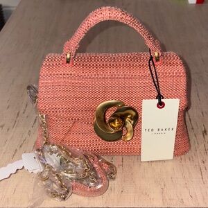 Ted Baker Coral Woven Mini Bag with Gold Detail